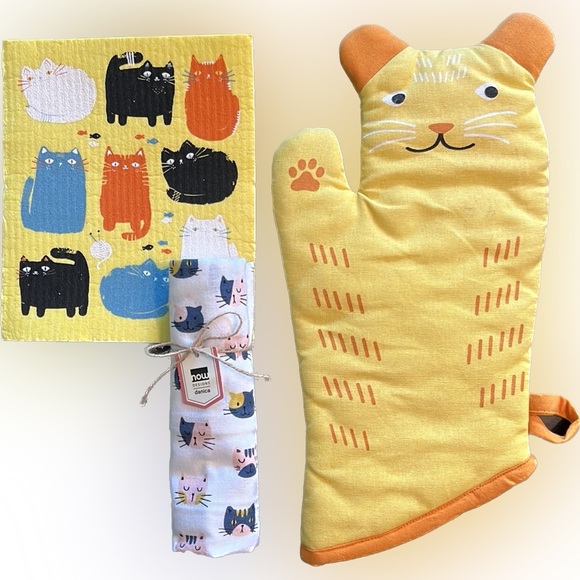cat-lover gift bundle: beeswax sandwich bags/braided trivet/Swedish dishcloth - Picture 16 of 16